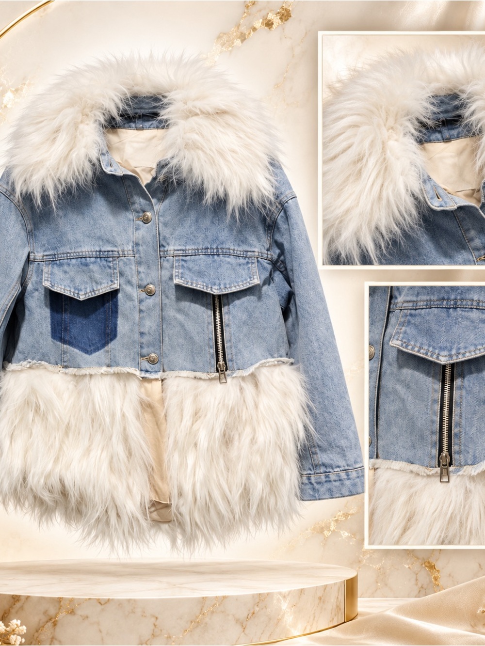 Denim Cropped Jean Jacket Luxury Small NWT 4 Designer Luxury Coat